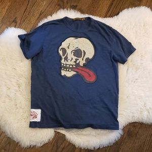 Lucky Brand Johnson Motors Skull Tongue Shirt M